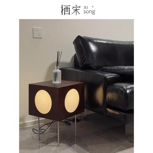 中古风落地灯客厅沙发旁边几氛围灯卧室床头柜小户型角几边桌台灯