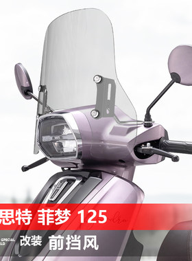 适用于古思特 菲梦125前挡风玻璃改装透明加高风挡护胸挡雨板配件