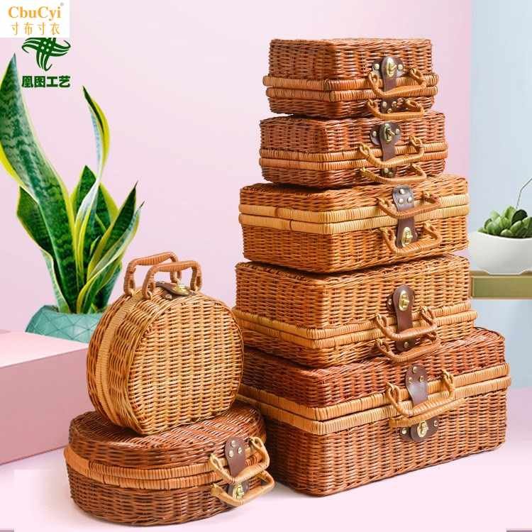 藤编野餐篮柳草编田园收纳篮盒行李复古手提箱拍摄道具藤箱储物包|msdalam kategori penyatuan simpanan, Rumah Storage Appliances, kotak simpanan, kotak simpanan - dari Buy2taobao.com untuk memberikan perkhidmatan ejen Taobao profesional membeli