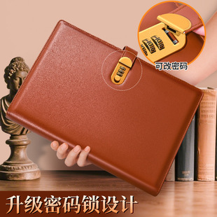 商务办公大容量证件收纳册皮面加厚简约高颜值证件卡册带锁资料册