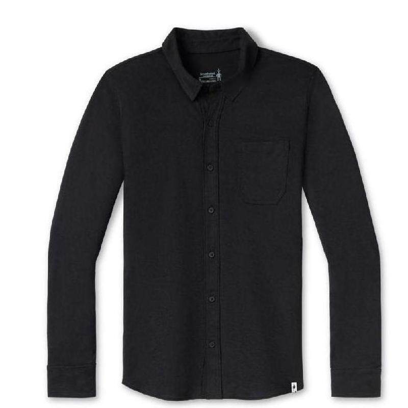 smartwool男长袖衬衫纯色翻领修身透气百搭纽扣美国直邮sw017349