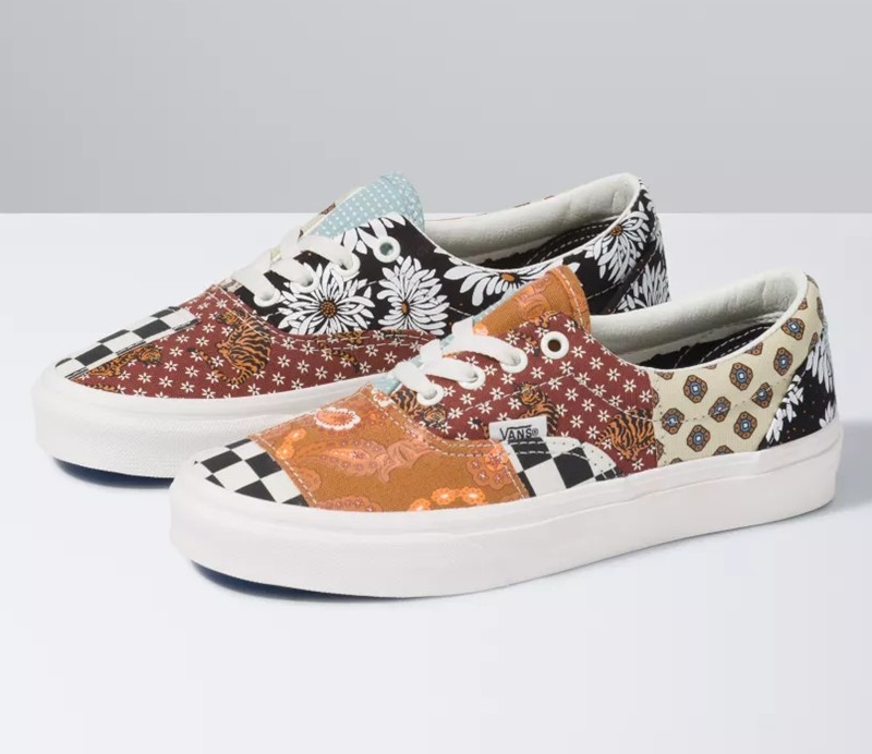 vans/范斯男鞋帆布腰果花era 95拼接限定低帮棋盘格不对称4143975