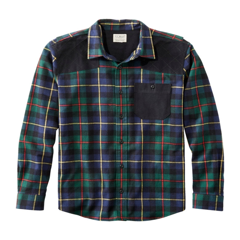 l.bean/宾恩男士衬衫苏格兰格子法兰绒略合身开襟正品tk517599