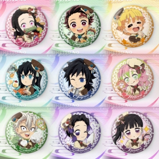 鬼灭之刃周边新款75mm双闪徽章富冈义勇炭治郎无一郎吧唧谷子挂饰