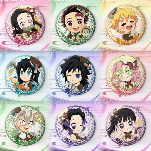 鬼灭之刃周边新款75mm双闪徽章富冈义勇炭治郎无一郎吧唧谷子挂饰