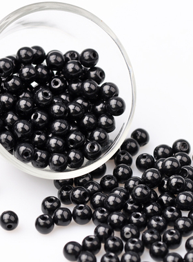 黑色玻璃散珠456 810mm圆珠diy饰品配件编织手链项链挂绳尾珠配饰