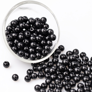 黑色玻璃散珠456 810mm圆珠diy饰品配件编织手链项链挂绳尾珠配饰