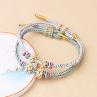 diy编织3D硬金桃花八股情侣手绳