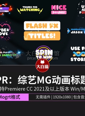 pr片头片尾模板 综艺MG动画卡通标题动画premiere模板下载