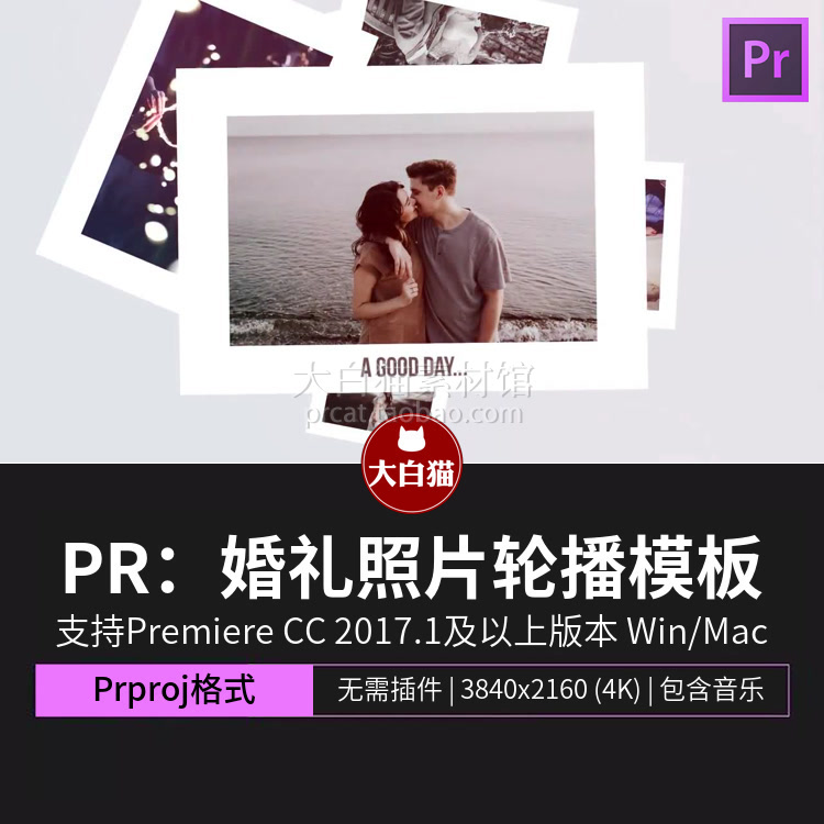 Pr3D照片墙照片汇聚模板 30张2分钟图片旋转轮播相册 Pr素材