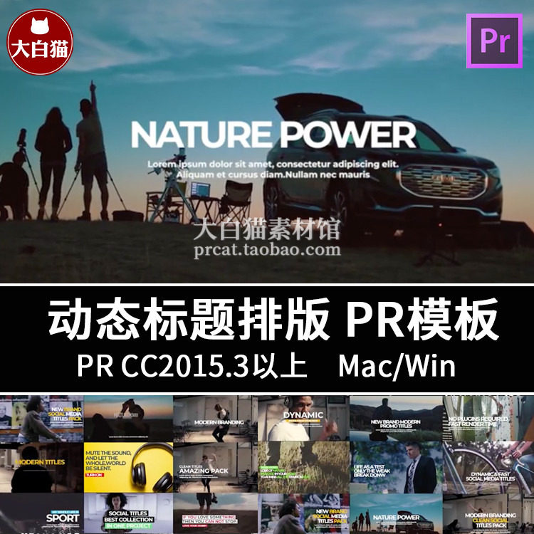 pr模板 30个现代流行简约动态文字标题排版片头模板
