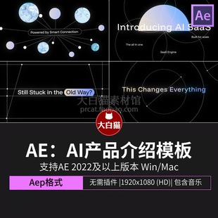 AI产品介绍视频模板 线条设计卡点节奏SaaS科技产品宣传片AE模板