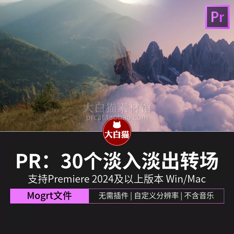 pr视频模板 电影感渐隐叠化过渡划像淡入淡出转场动画pr模板