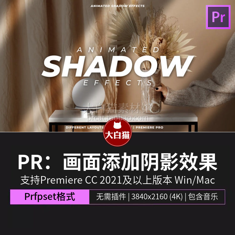 PR预设 给图片视频画面添加光线阴影效果Premiere光影光效预设