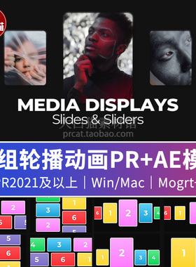 Pr模板+ae模板 40组照片轮播场景横屏竖版多图轮播作品集展示视频