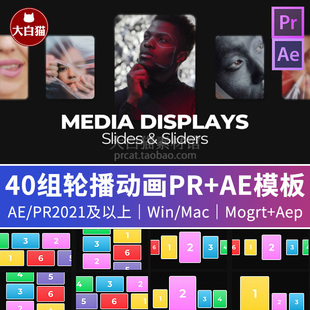 多图轮播作品集展示视频 40组照片轮播场景横屏竖版 Pr模板 ae模板