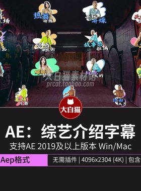 ae模版手绘街头风彩色照片标题人名条头像艺人综艺介绍字幕Ae模板