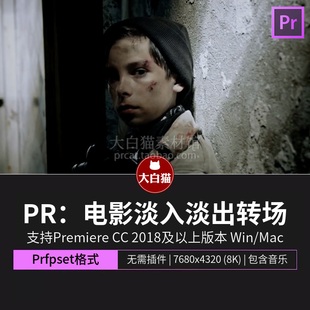 PR电影转场 电影淡入淡出黑场白场渐黑闪白视频过渡Pr预设