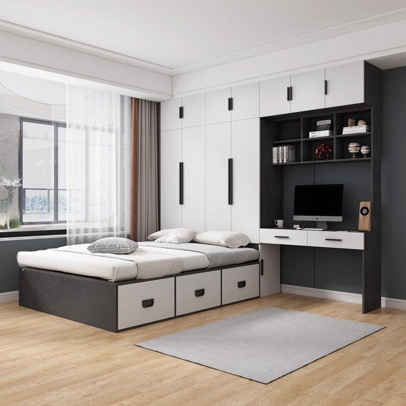 衣柜床一体小户型单人床家用带书桌多功能储物床实木儿童榻榻米床,住宅家具,衣柜床,淘宝优惠券,粉丝福利购,淘宝优惠卷