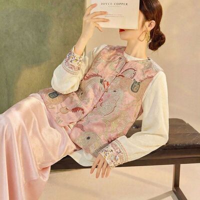 国风【高端女P0167刺绣】年后发 马甲新款马到成功新中式时尚背心