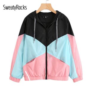 服长袖 撞色运动女式 厂家 外套夹克春秋现货连帽棒球防晒衣 女装