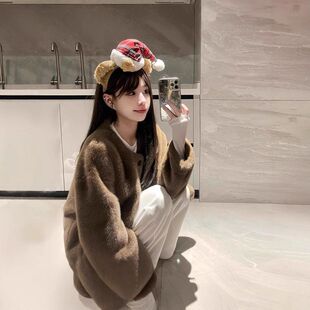 奶气毛毛rua很外套 女外套皮草2026冬季 好环保新款 仿貂毛奶里短款