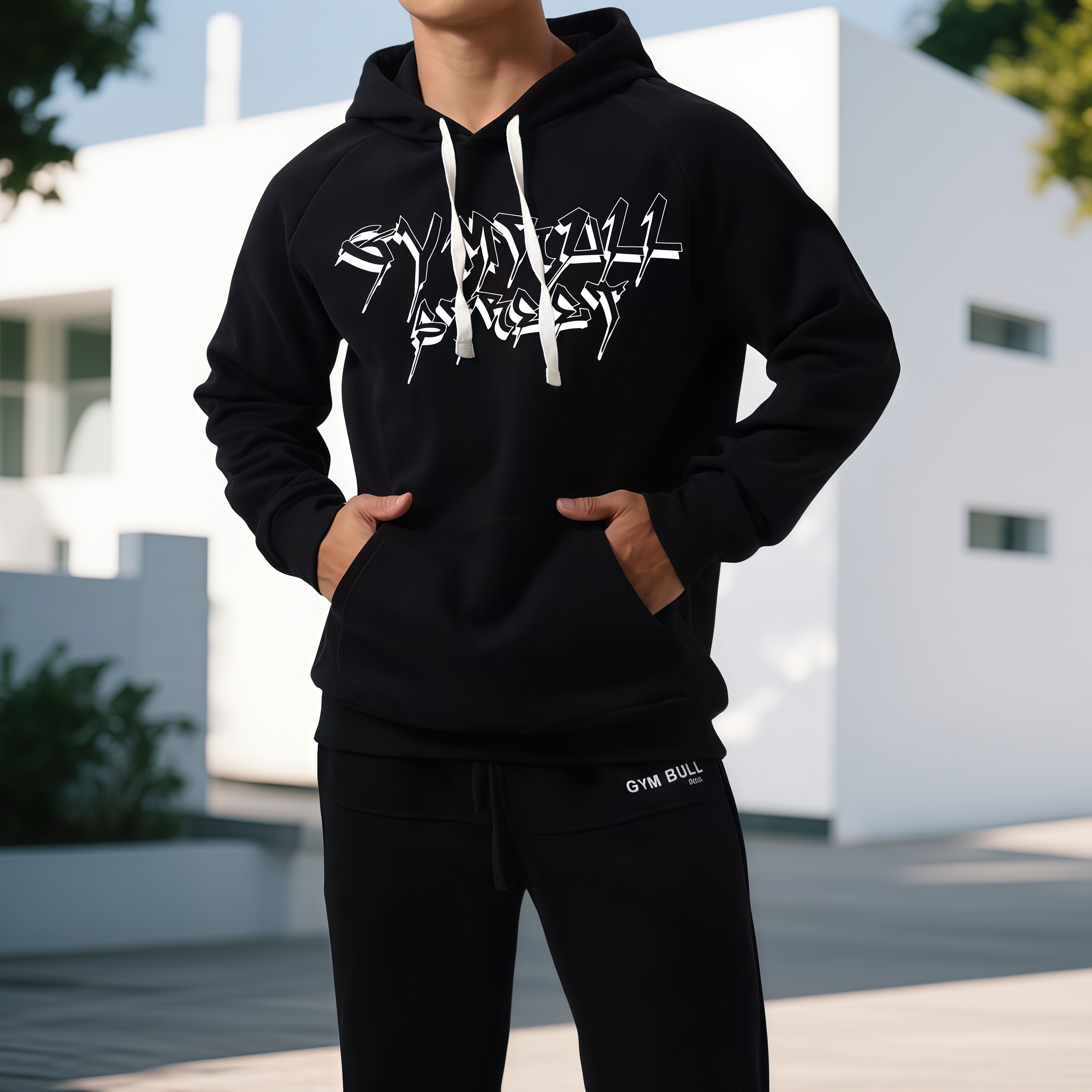 秋冬撸铁肌肉训练宽松大版健身卫衣男棉跑步连帽上衣户外休闲上衣