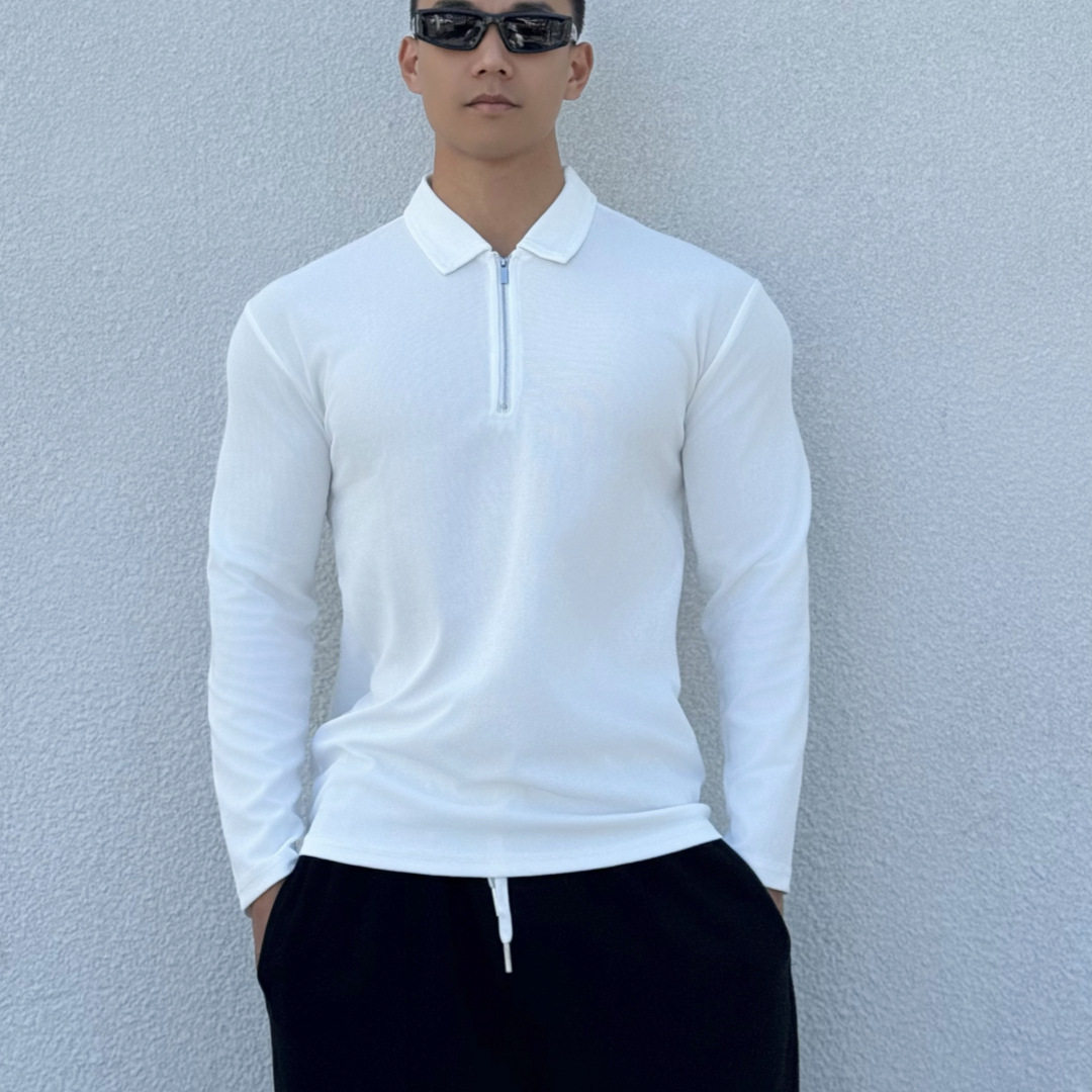 秋季健身肌肉男弹力华夫POLO领T恤中式亨利领休闲长袖上衣打底衫,运动服/休闲服装,运动T恤,淘宝优惠券,粉丝福利购,淘宝优惠卷