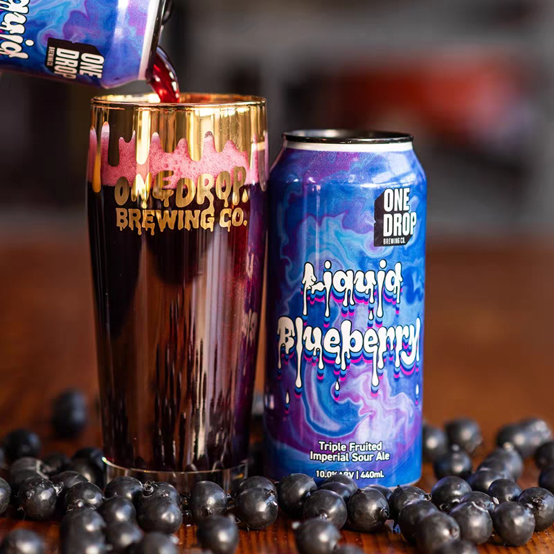 一滴啤酒新品 液态蓝莓果昔派对蓝雾果浪果泥三倍水果酸艾尔440ml