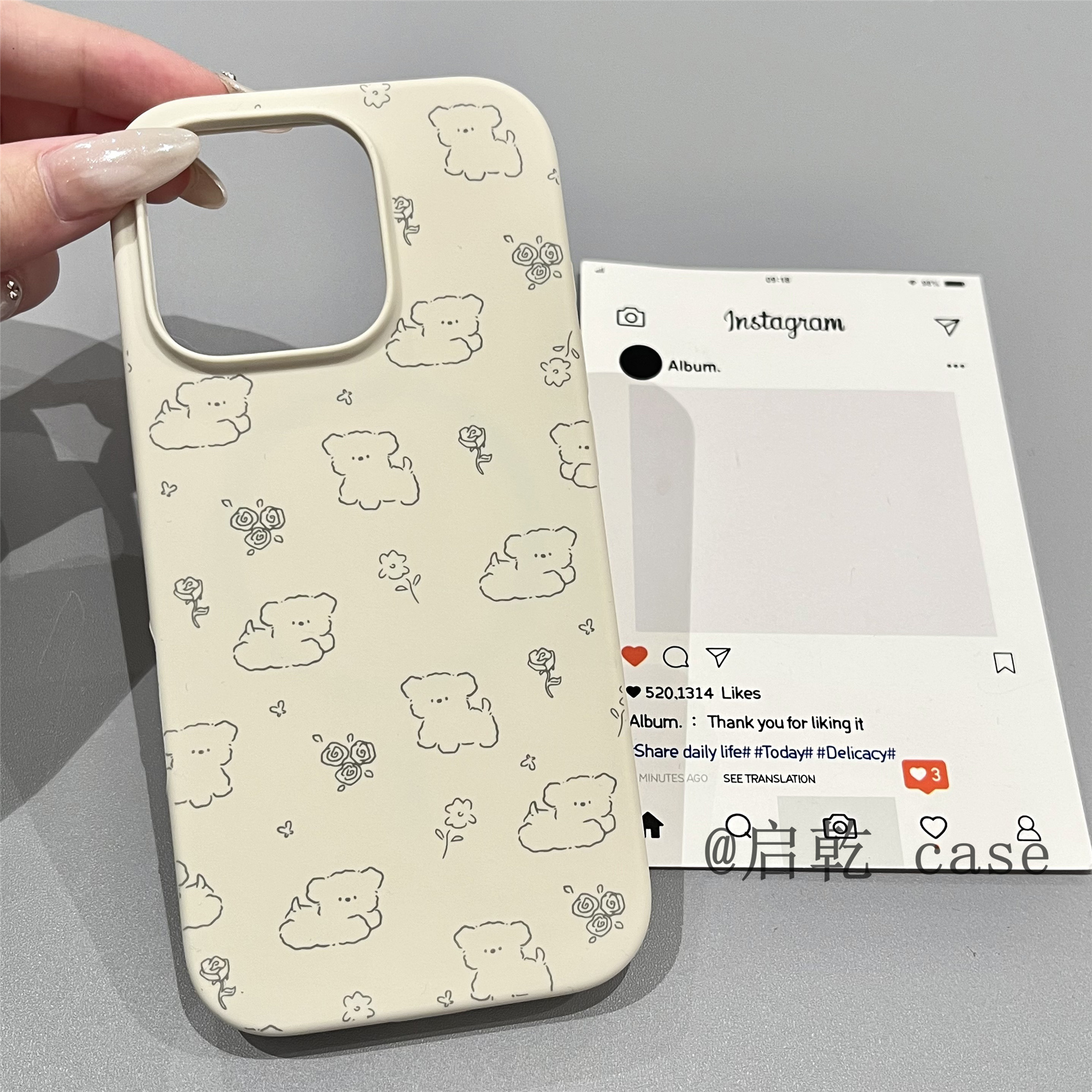 启乾 磁吸壳线条花朵狗狗iPhone16/15手机壳适用苹果14/13promax液态硅胶硬壳少女心可爱卡通小众简约ins新款