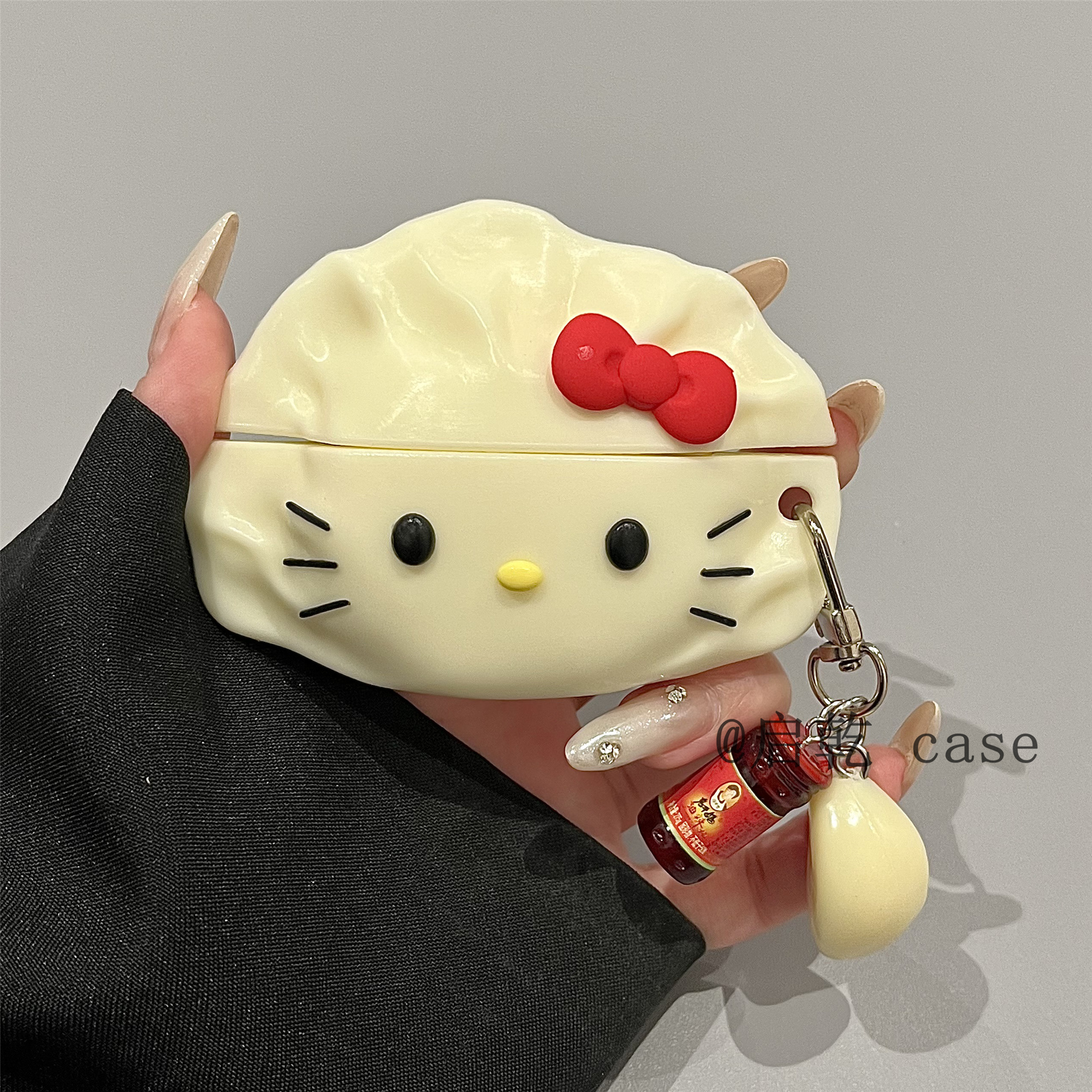 启乾 创意立体凯蒂猫饺子挂件Airpods4/3耳机保护壳套2pro二三代新款适用苹果无线蓝牙可爱哈喽HelloKitty女