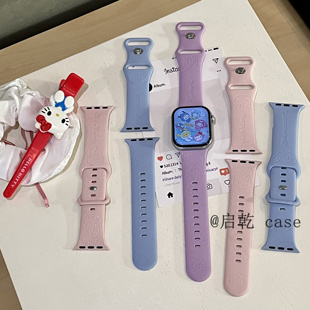 10蘋果Applewatch9手表表帶SE8凱蒂貓美樂(lè)蒂7可愛(ài)硅膠透氣6運(yùn)動(dòng)5 4帕恰狗3庫(kù)洛米玉桂狗 適用iwatchs11 啟乾