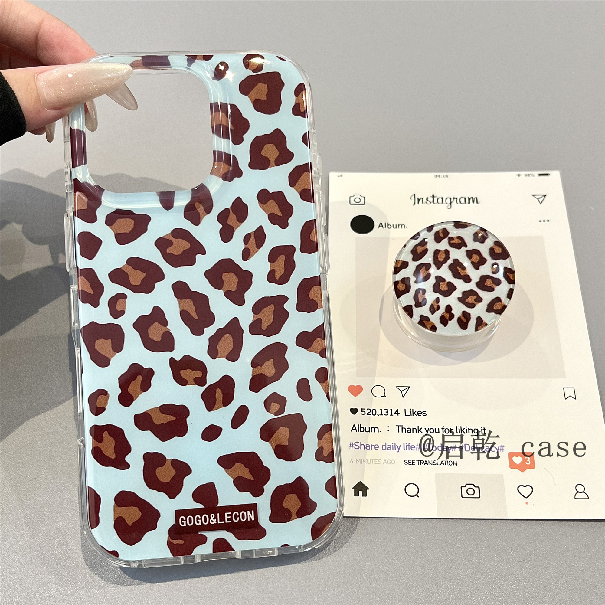 启乾 复古棕色豹纹支架背贴iPhone16/15手机壳适用苹果14/13promax双层硬壳高级感时髦小众日韩新款甜酷辣妹