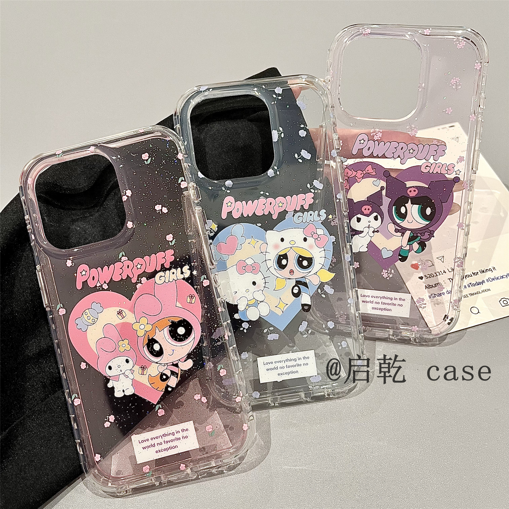 启乾 闪粉三丽鸥飞天小女警iPhone16/15手机壳适用苹果14/13promax双层硬壳少女心爱心可爱卡通动漫新款闺蜜