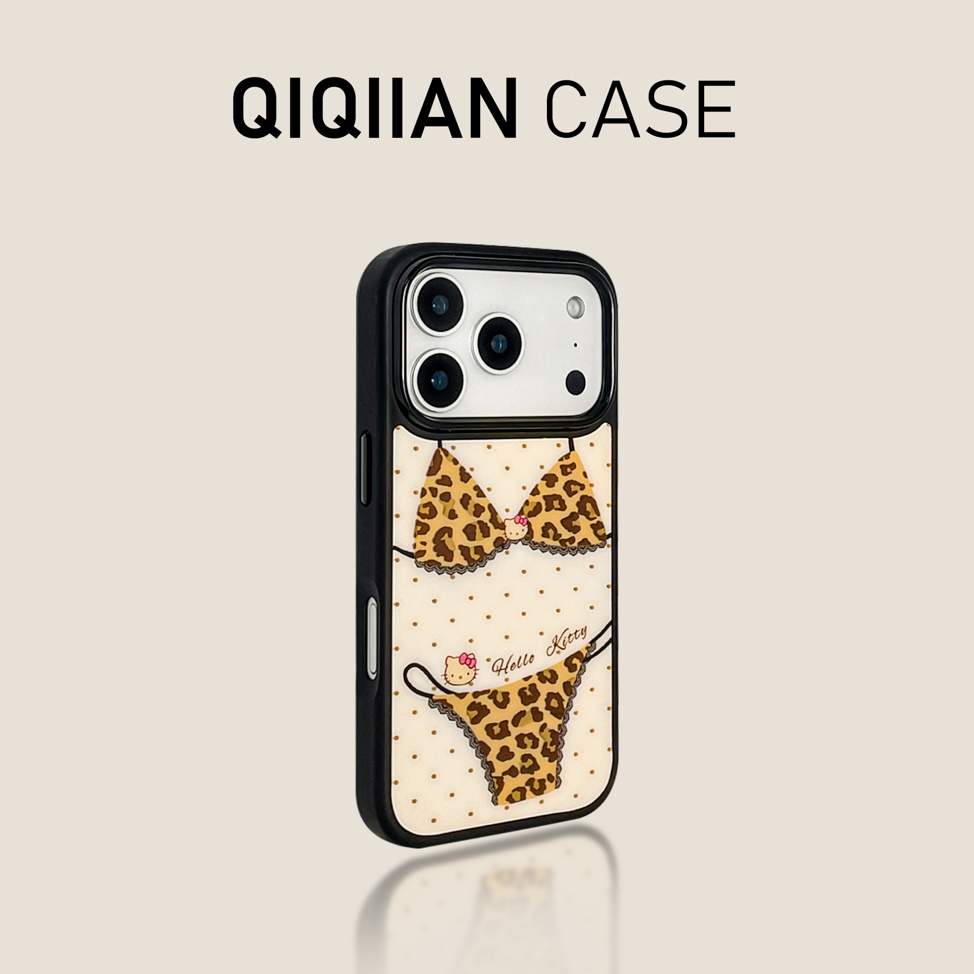 启乾 创意鎏金豹纹比基尼凯蒂猫iPhone17/16手机壳适用苹果15/14promax滴胶硬壳13哈喽HelloKitty可爱卡通ins