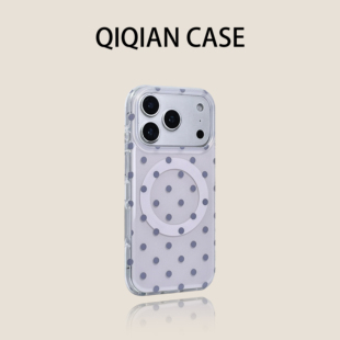 创意潮流时髦博主风女款 启乾 14promax硬壳13个性 16手机壳适用苹果15 韩系ins简约暗紫色波点磁吸圈iPhone17