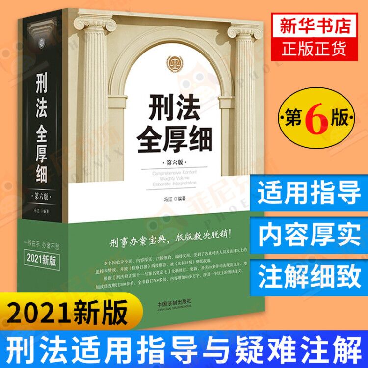 2021刑法全厚细第六版6版冯江编著刑法解释与适用刑法适用指导与疑难注解刑法修正案十一刑法条文工具书新华书店正版书籍