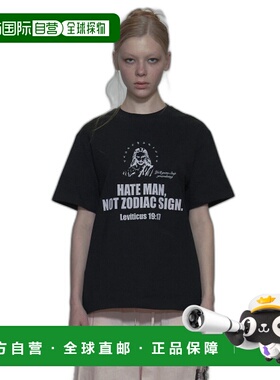 韩国直邮SCULPTOR美式复古街头辣妹潮牌新款T恤SC24S203BK