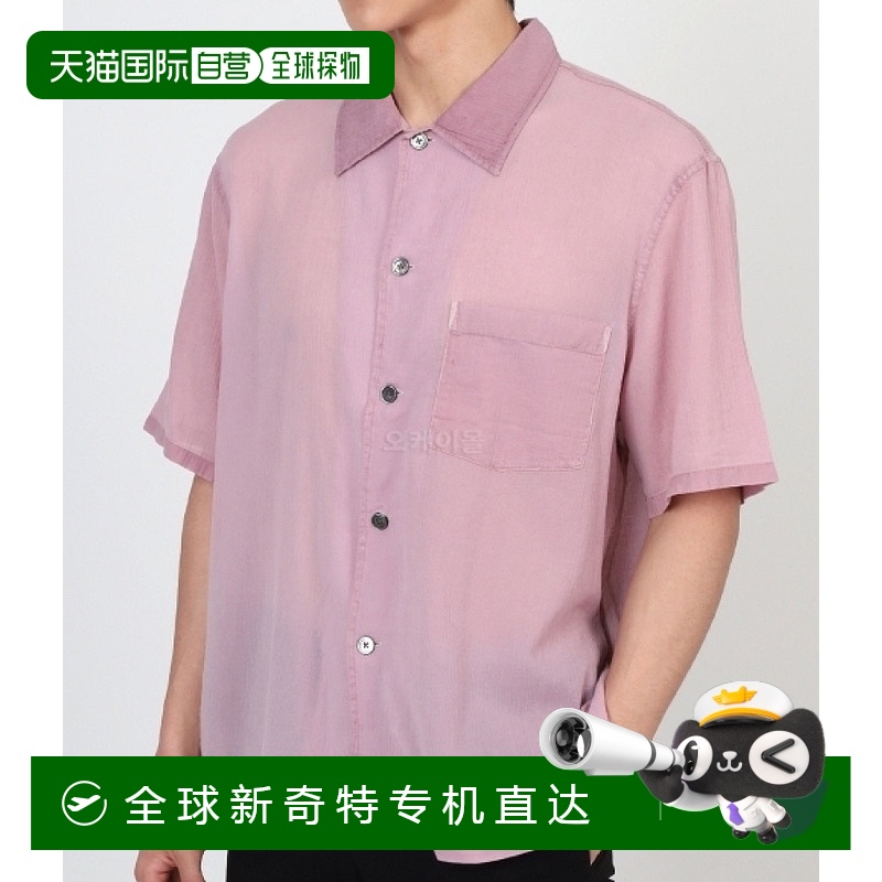 韩国直邮OUR LEGACY M2242BLV 灰紫丁香涂层巴里纱短袖方格衬衫