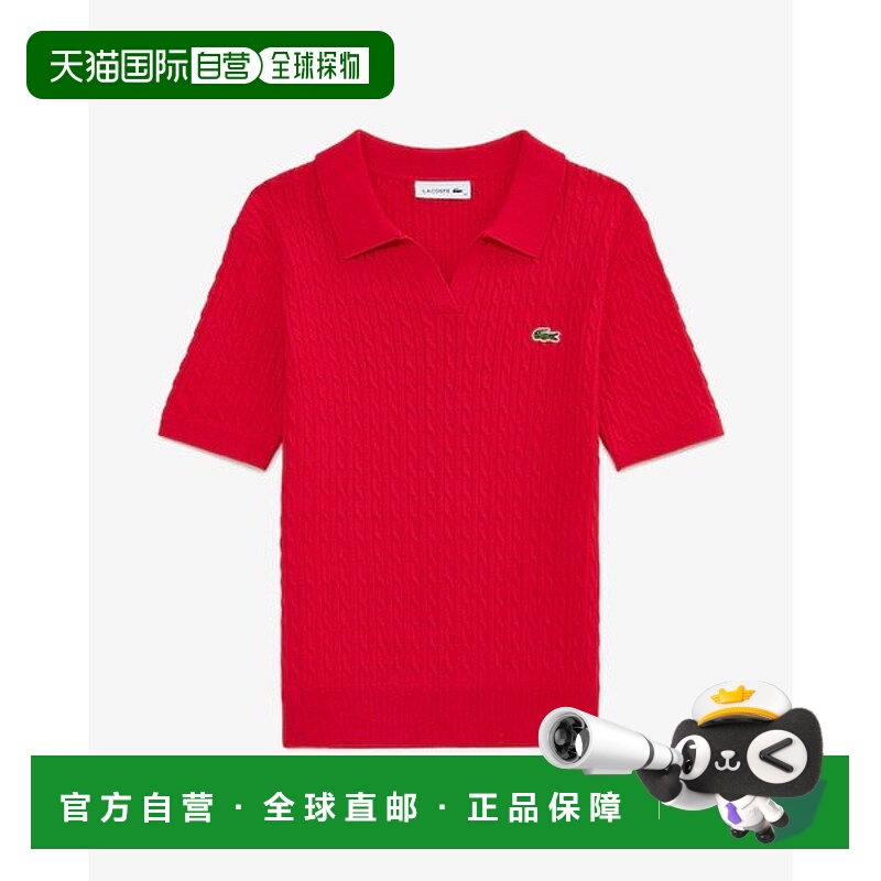 韩国直邮LACOSTE 25FWW 女士红色电缆短袖毛衣 Polo PF025E-55N24