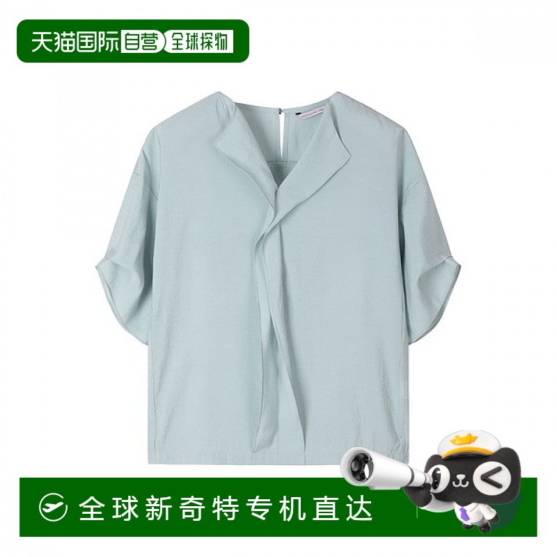 1h可退 韩国直邮샤트렌 民绿色 V领 5分袖 Blouse HCBMBL801