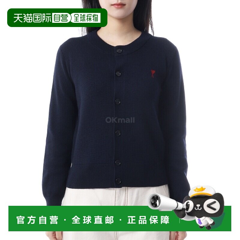 韩国直邮AMI艾秘女款长袖圆领羊毛开衫秋冬内搭FKC361 001 414