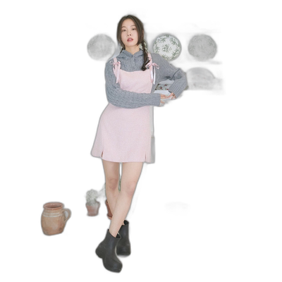 韩国直邮margarin fingers韩版少女小清新甜美自然气质连衣裙3033