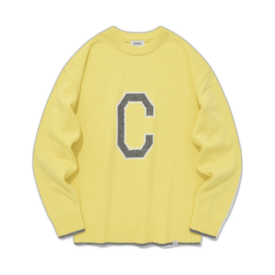 韩国直邮COVERNAT 男针织CO2303KT05YL公用LAMBSWOOL C LOGO CREW