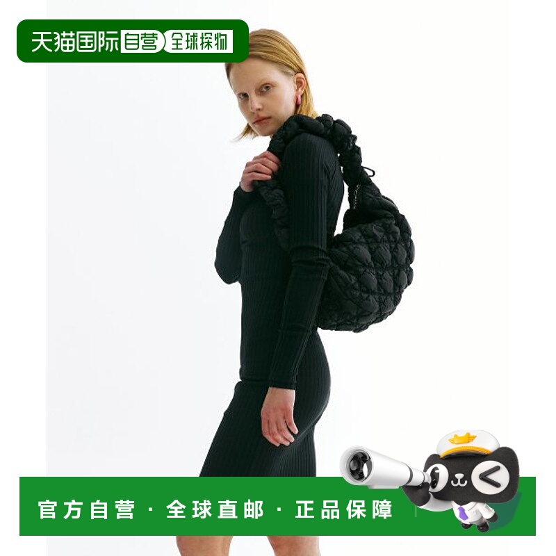 韩国直邮CARLYN [23SS]褶皱抽绳单肩斜跨包 L Black_H73112010