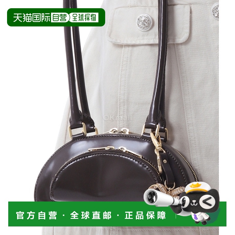 韩国直邮Self-Portrait 饰有吊饰的皮革迷你单肩包(PF25313A-棕