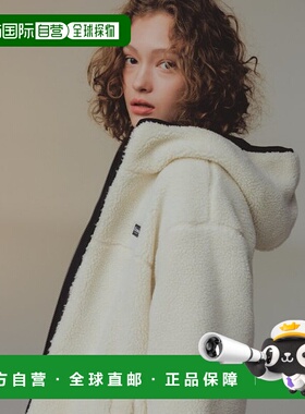 韩国直邮Covernat连帽衫女款白色耐磨拉链连帽毛绒CO2300CB01BK