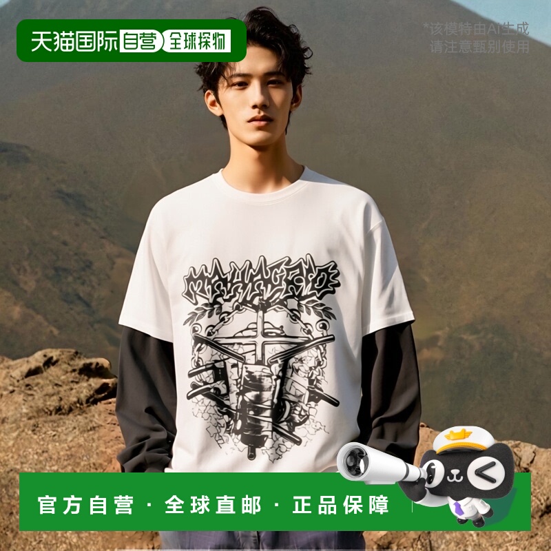 韩国直邮MAHAGRID 男士24年新款美式复古校园休闲T恤MG2ESMT562AW