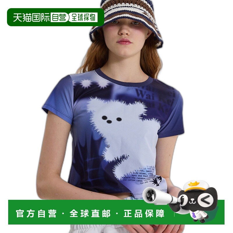 韩国直邮WAIKEI海豚小狗印花百搭休闲24新款T恤YKBD02TS04