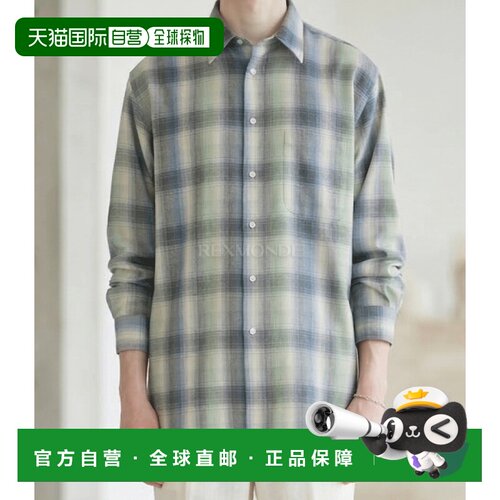 韩国直邮AURALEE 轻羊毛格纹衬衫 蓝绿格纹 (A25AS01LC) 长袖衬衫